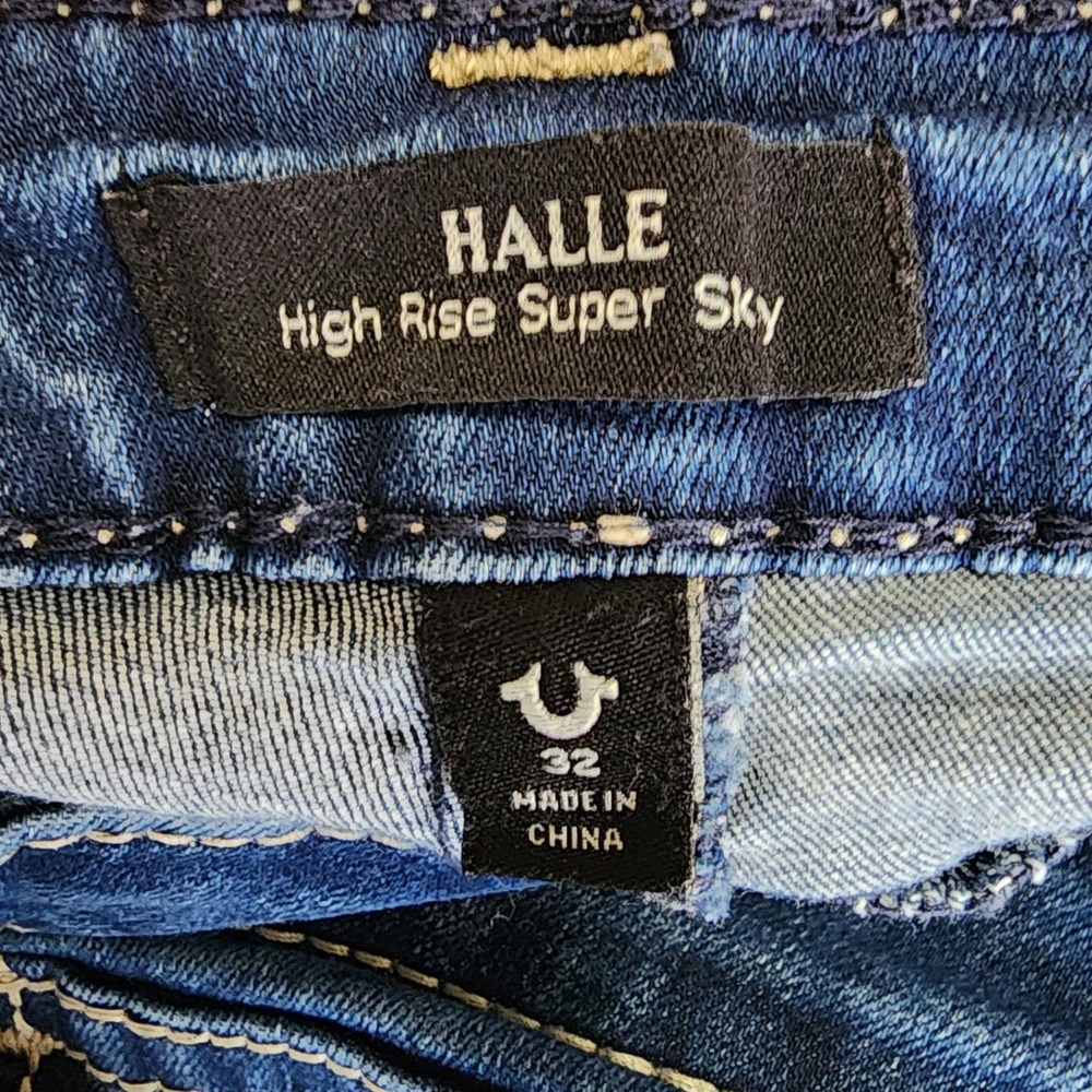True Religion Halle Super Skinny Jeans Womens 32 Blue High Rise Contrast Stitch - Picture 15 of 16